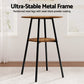 Stool Haven Industrial Bar Table with 2-Tier Organizer Weather-Resistant MDF Top Steel Frame