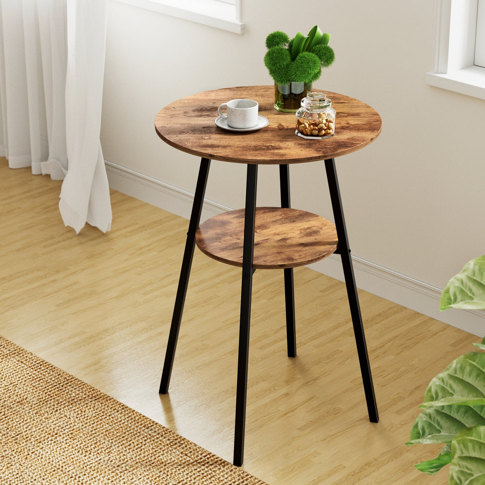 Stool Haven Industrial Bar Table with 2-Tier Organizer Weather-Resistant MDF Top Steel Frame