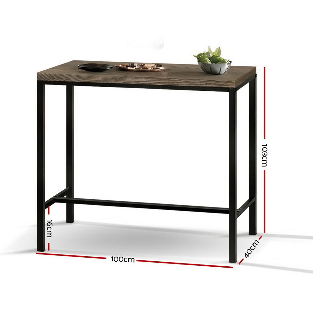 Stool Haven Vintage Industrial High Bar Table for Stool Kitchen Cafe Desk Dark Brown