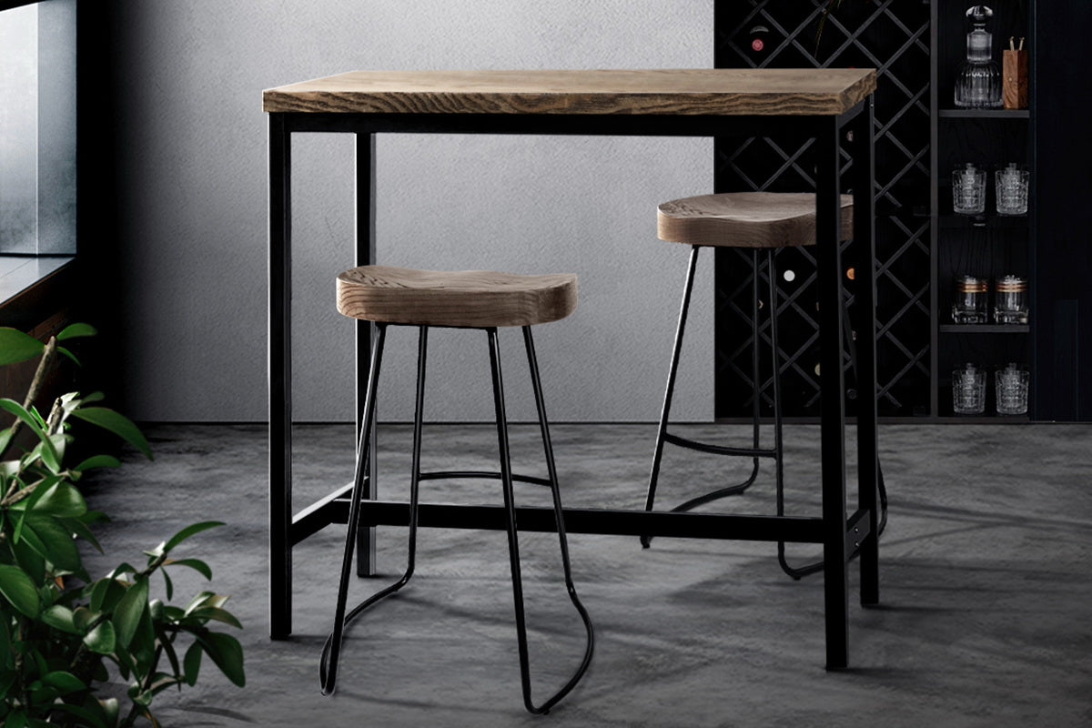 Stool Haven Vintage Industrial High Bar Table for Stool Kitchen Cafe Desk Dark Brown
