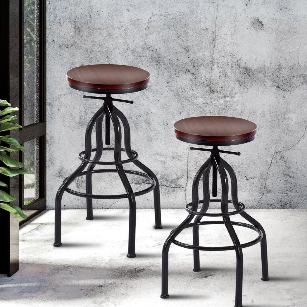 Levede Bar Stool Kitchen Wooden Leather