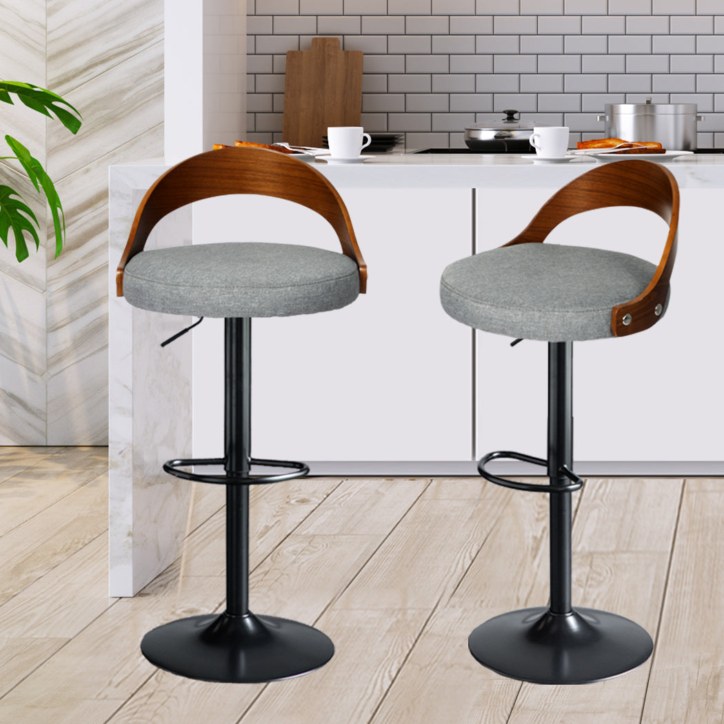Levede 1x Bar Stool Gas Lift Kitchen Grey