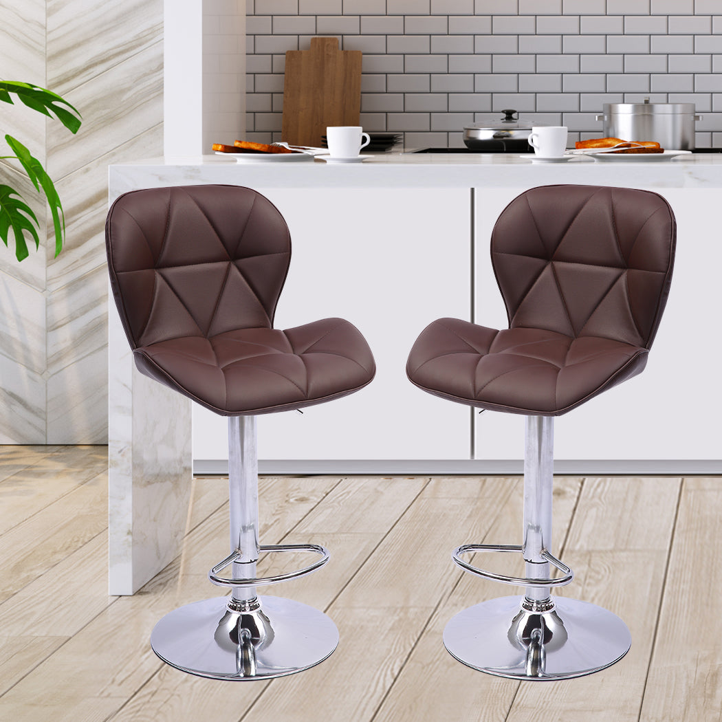 Levede 2x Bar Stool Swivel Gas Lift Brown