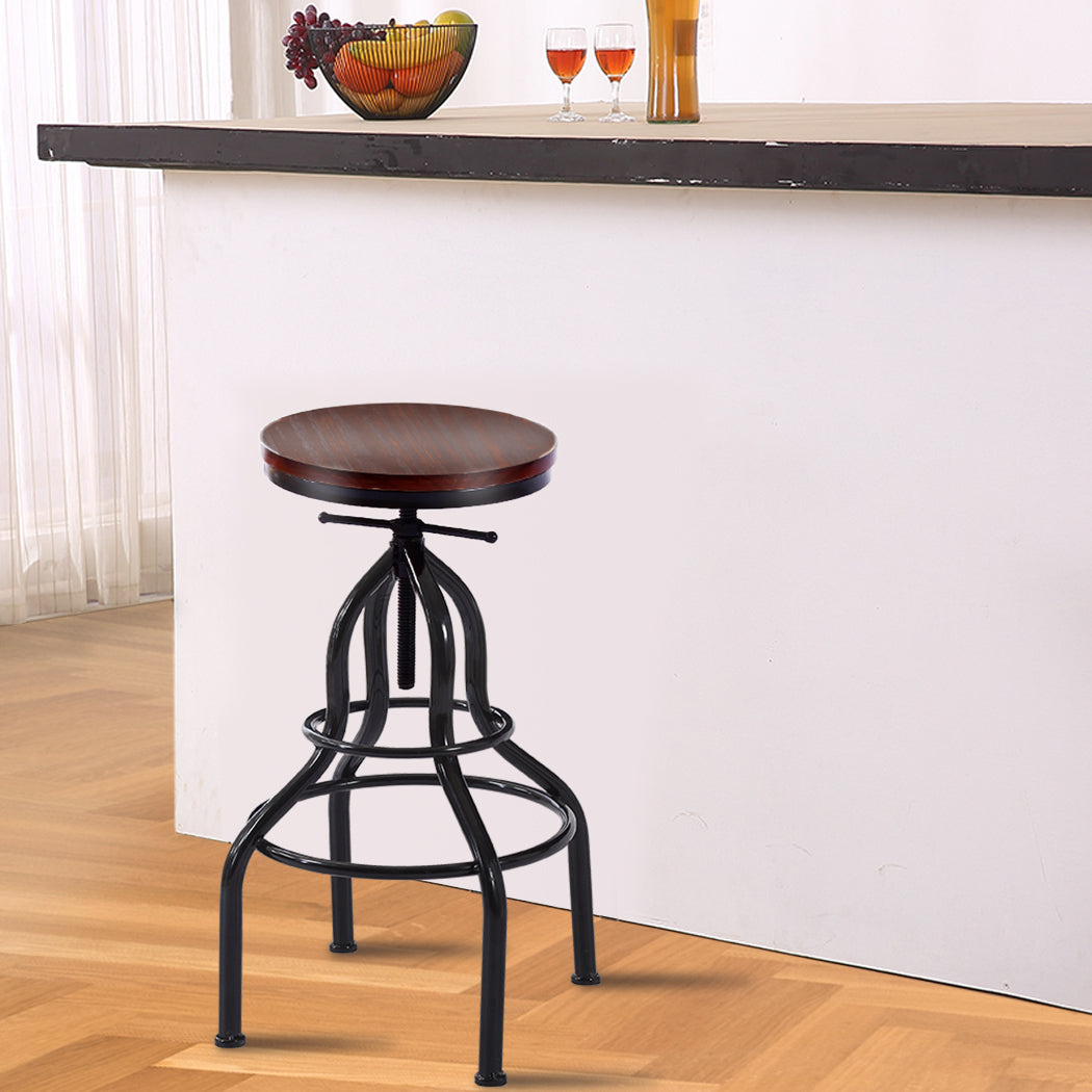 Levede Bar Stool Kitchen Wooden Leather