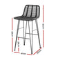 Gardeon 2 x Outdoor Bar Stools Rattan - Black