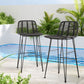 Gardeon 2 x Outdoor Bar Stools Rattan - Black