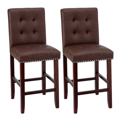 Stool Haven 2x Bar Stools Kitchen Dining Chairs Counter PU Leather Wooden Ada Brown