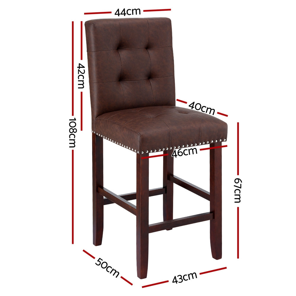 Stool Haven 2x Bar Stools Kitchen Dining Chairs Counter PU Leather Wooden Ada Brown