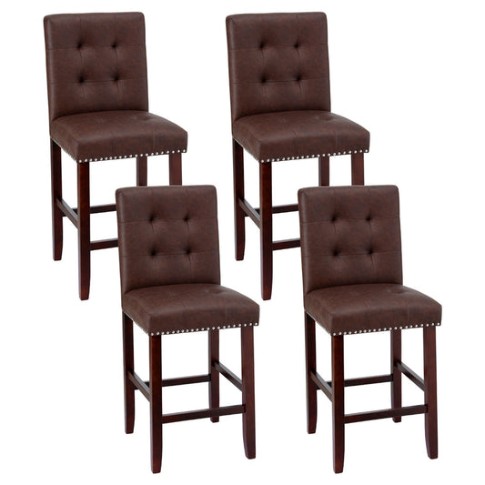Stool Haven 4x Bar Stools Kitchen Dining Chairs Counter PU Leather Wooden Ada Brown
