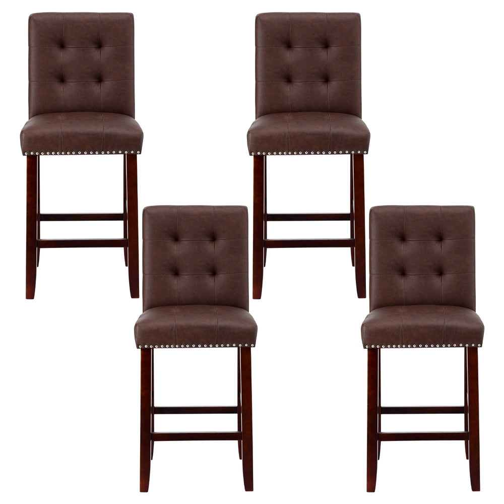 Stool Haven 4x Bar Stools Kitchen Dining Chairs Counter PU Leather Wooden Ada Brown