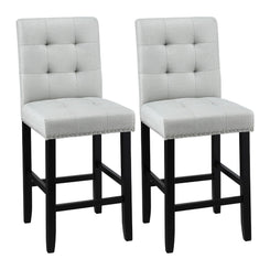 Stool Haven 2x Bar Stools Kitchen Dining Chairs Counter Fabric Stool Wooden Ada Grey