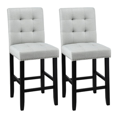 Stool Haven 2x Bar Stools Kitchen Dining Chairs Counter Fabric Stool Wooden Ada Grey