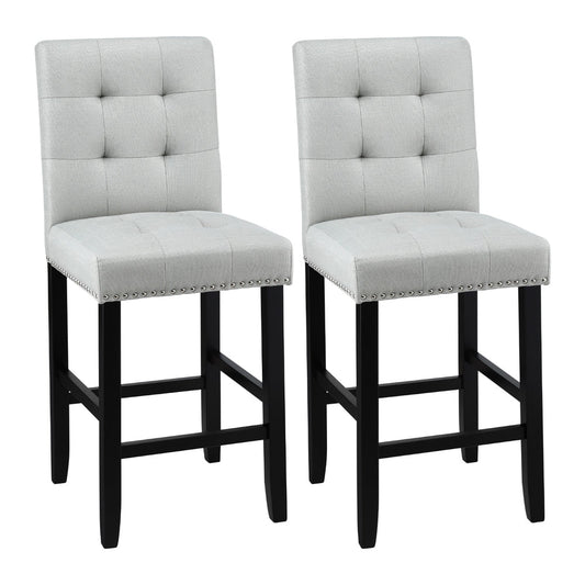 Stool Haven 2x Bar Stools Kitchen Dining Chairs Counter Fabric Stool Wooden Ada Grey