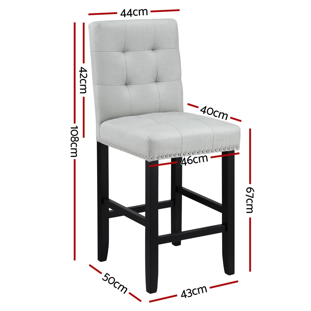 Stool Haven 2x Bar Stools Kitchen Dining Chairs Counter Fabric Stool Wooden Ada Grey