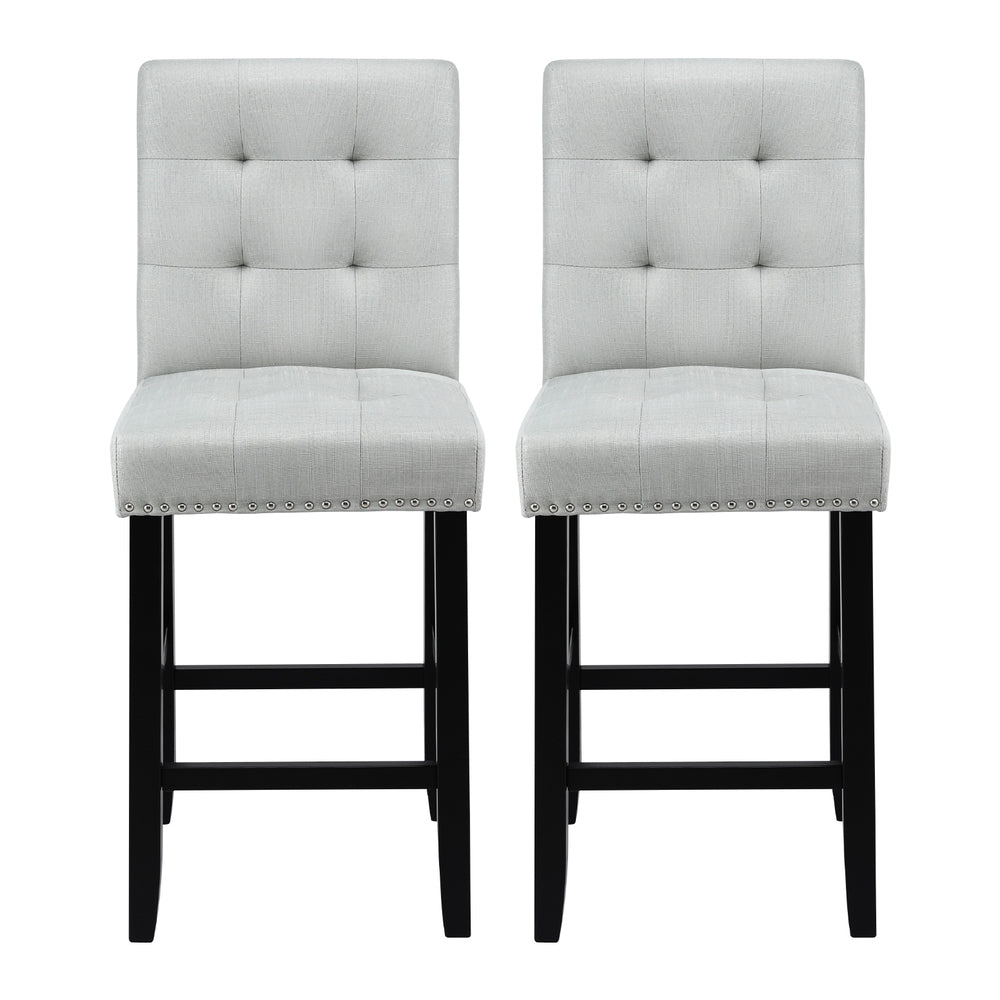 Stool Haven 2x Bar Stools Kitchen Dining Chairs Counter Fabric Stool Wooden Ada Grey