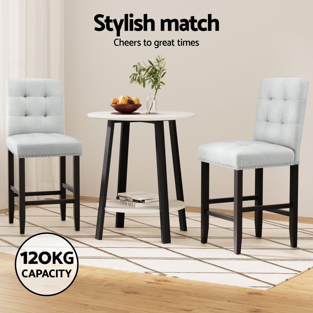 Stool Haven 2x Bar Stools Kitchen Dining Chairs Counter Fabric Stool Wooden Ada Grey