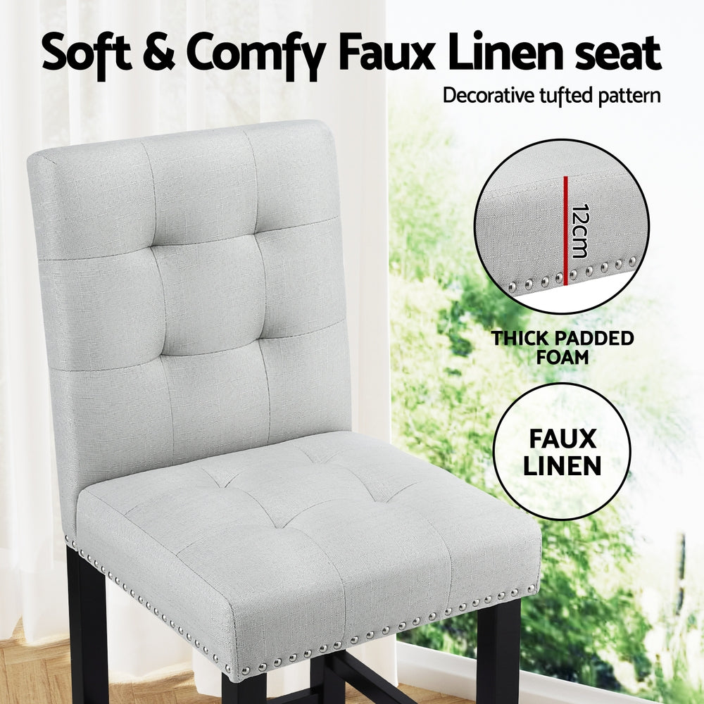 Stool Haven 4x Bar Stools Kitchen Dining Chairs Counter Fabric Stool Wooden Ada Grey