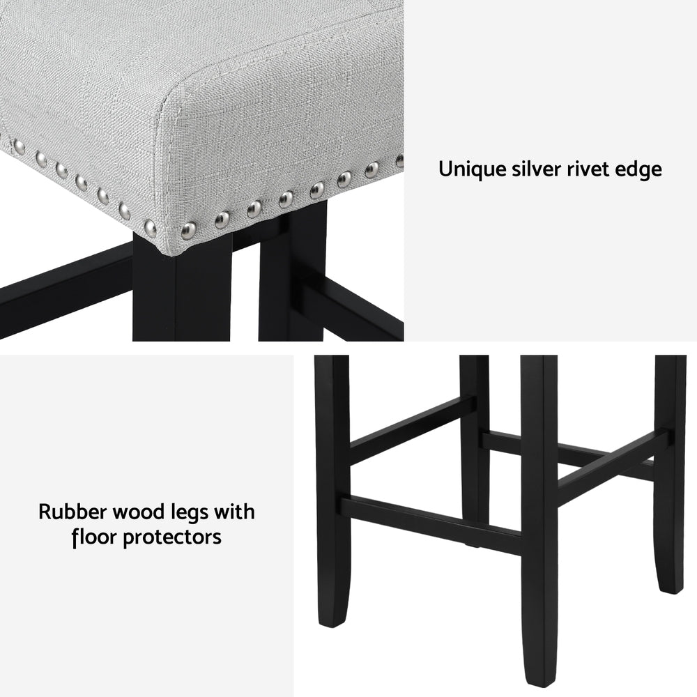 Stool Haven 4x Bar Stools Kitchen Dining Chairs Counter Fabric Stool Wooden Ada Grey
