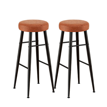 Stool Haven 2x Bar Stools Kitchen Dining Chairs Counter Round PU Leather Lane Brown