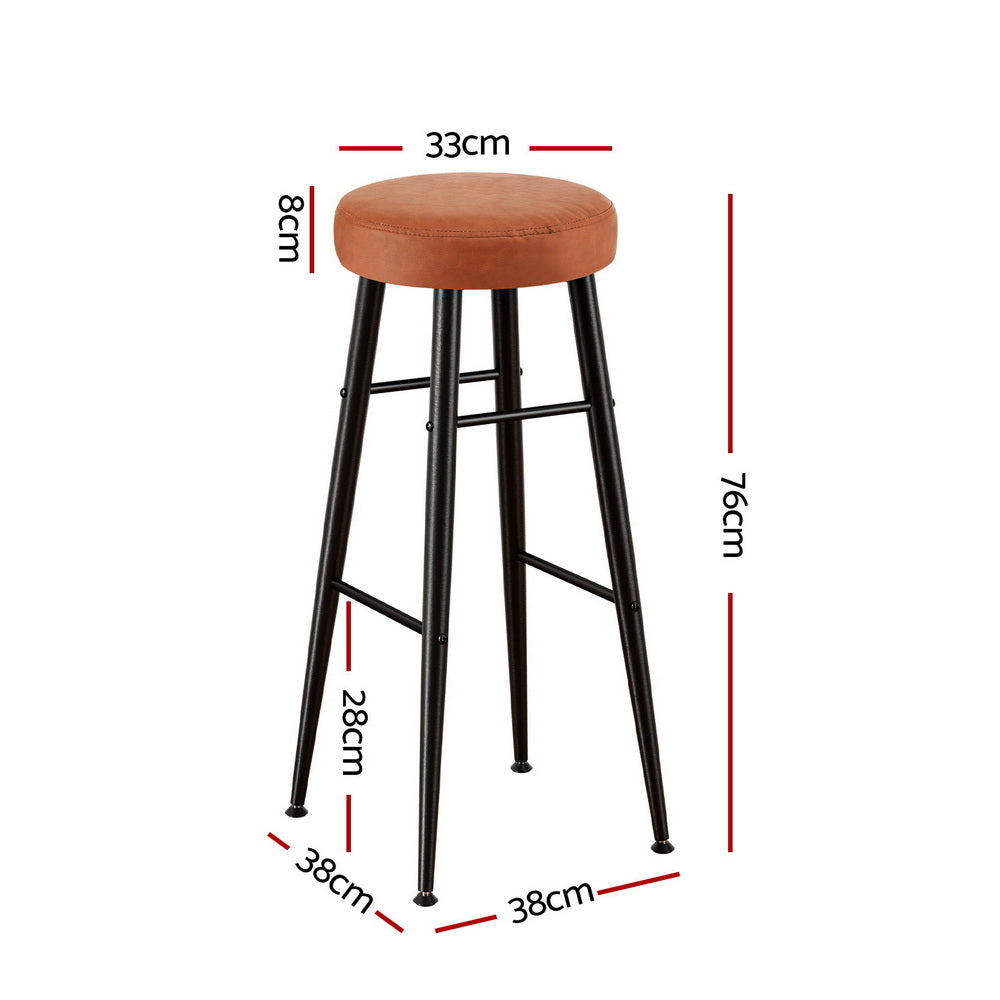 Stool Haven 4x Bar Stools Kitchen Dining Chairs Counter Round PU leather Lane Brown