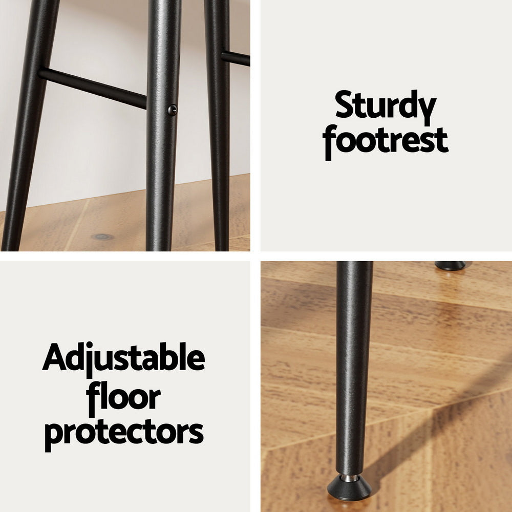 Stool Haven 4x Bar Stools Kitchen Dining Chairs Counter Round PU leather Lane Brown