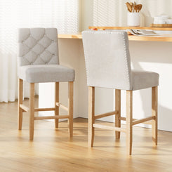 Stool Haven 2x Bar Stools Linen Upholstered Chairs