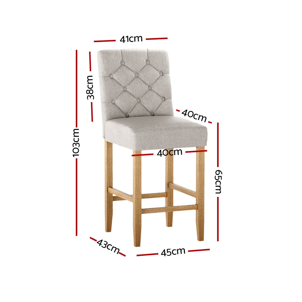 Stool Haven 2x Bar Stools Linen Upholstered Chairs