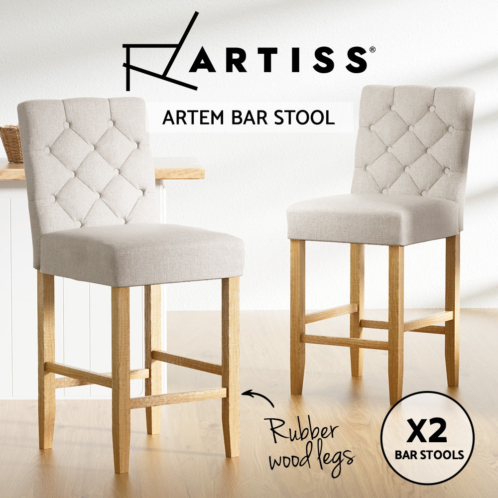Stool Haven 2x Bar Stools Linen Upholstered Chairs