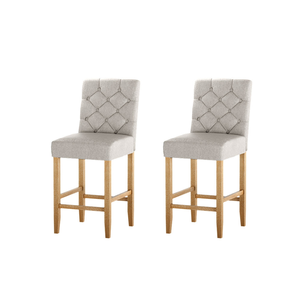 Stool Haven 2x Bar Stools Linen Upholstered Chairs