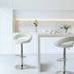 2 Curve Leather Barstools (White) w/ Adjustable Height, 78-99cm