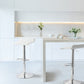 2 Leather Barstools (White) w/ Adjustable Height, 63-85cm