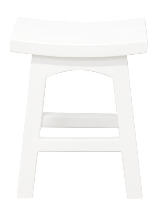 Tokyo Solid Mahogan Timber Footstool (White)