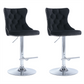 4 x Height Adjustable Swivel Bar Stool Velvet Studs with Footrest and Chromed Base - Black