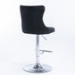4 x Height Adjustable Swivel Bar Stool Velvet Studs with Footrest and Chromed Base - Black