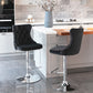 4 x Height Adjustable Swivel Bar Stool Velvet Studs with Footrest and Chromed Base - Black