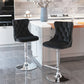 4 x Height Adjustable Swivel Bar Stool Velvet Studs with Footrest and Chromed Base - Black