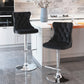 4 x Height Adjustable Swivel Bar Stool Velvet Studs with Footrest and Chromed Base - Black