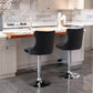 4 x Height Adjustable Swivel Bar Stool Velvet Studs with Footrest and Chromed Base - Black