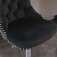 4 x Height Adjustable Swivel Bar Stool Velvet Studs with Footrest and Chromed Base - Black