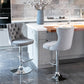 4 x Height Adjustable Swivel Bar Stool Velvet Stud with Footrest and Chromed Base - Gray