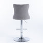 4 x Height Adjustable Swivel Bar Stool Velvet Stud with Footrest and Chromed Base - Gray
