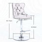4 x Height Adjustable Swivel Bar Stool Velvet Stud with Footrest and Chromed Base - Gray