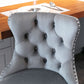 4 x Height Adjustable Swivel Bar Stool Velvet Stud with Footrest and Chromed Base - Gray