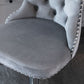 4 x Height Adjustable Swivel Bar Stool Velvet Stud with Footrest and Chromed Base - Gray