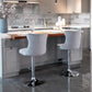 4 x Height Adjustable Swivel Bar Stool Velvet Stud with Footrest and Chromed Base - Gray