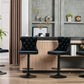 2x Height Adjustable Swivel Bar Stool Velvet Nailhead Barstool with Footrest