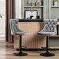 4x Height Adjustable Swivel Bar Stool Velvet Nailhead Barstool with Footrest