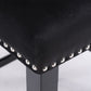 2 x Velvet Upholstered Button Tufted Bar Stools with Wood Legs and Studs - Black