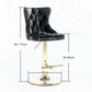 4 x Height Adjustable Swivel Bar Stool Velvet Studs with Footrest and Golden Base - Black