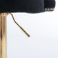 4 x Height Adjustable Swivel Bar Stool Velvet Studs with Footrest and Golden Base - Black